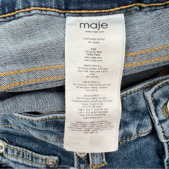 Maje Frayed Release Hem Skinny Denim Jeans Size 4 Women’s - Picture 5 of 6